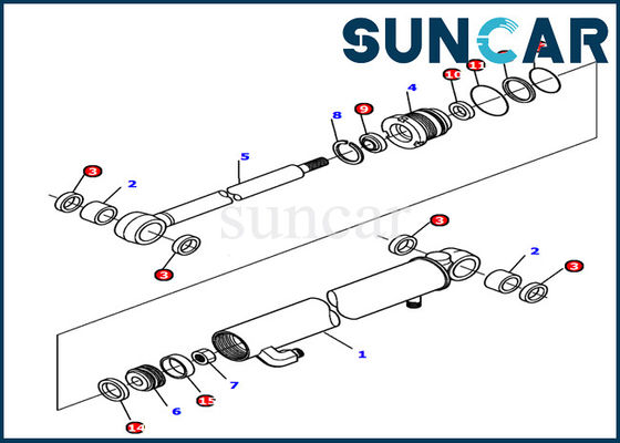 کیت مهر و موم سیلندر بازو 878000500 لوازم یدکی سیلندر هیدرولیک Komatsu متناسب با کیت واشر PC12R-8