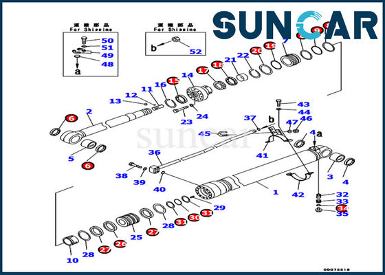 707-99-37190 Komatsu Inner Parts Adjust Cylinder Seal Kit بازوی سیلندر سرویس کیت PC130-8