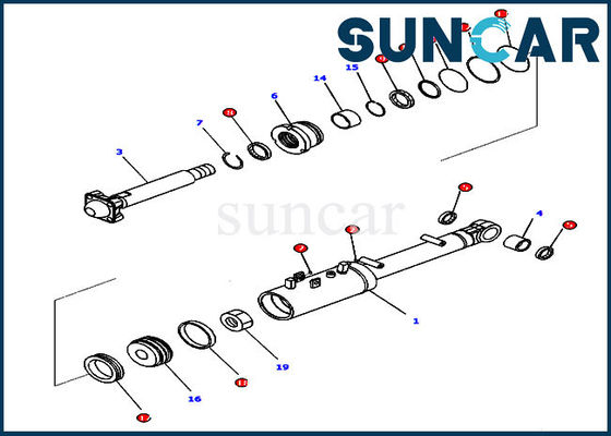 707-99-43390 کیت تعمیر مهر و موم شیب هیدرولیک قطعات مهر و موم کننده بولدوزر D65PX-17 D65EX-17 کوماتسو