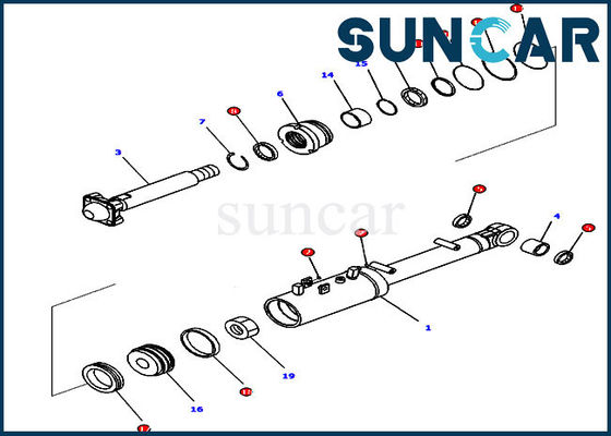 D65EX-16 کوماتسو 707-99-43320 کیت سرویس سیلندر شیب و پیچ پیچ کیت مهر و موم تیغه بولدوزر