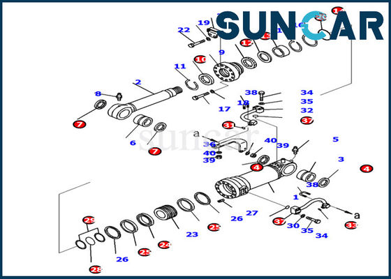 707-99-39790 کیت مهر و موم سیلندر تیغه کوماتسو برای قطعات تعمیر سیلندر سمت چپ PC138US-10