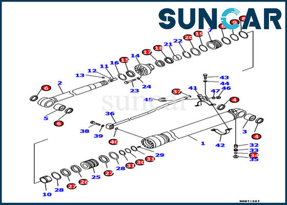 707-99-45170 Komatsu Excavator Hydraulic Repair Parts Pc130-8 مدل بازوی سیلندر مهر و موم کیت