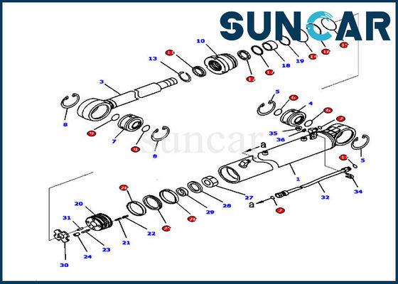 707-99-36720 کیت تعمیر مهر و موم سیلندر زاویه ای بولدوزر مناسب D65EX-16 D65PX-16 کوماتسو