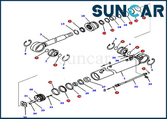 کیت آب بندی سیلندر زاویه ای D65WX-16 707-99-36680 کیت تعمیر سیلندر دوزر کوماتسو