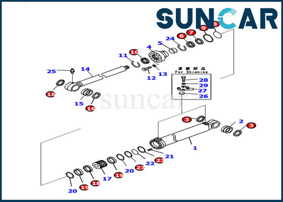 707-99-53310 کیت مهر و موم سیلندر بوم Komatsu Work Equipment Excavator PC130-8 Service Kit