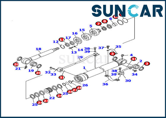 707-99-27590 کیت مهر و موم سیلندر سطل بیل مکانیکی مناسب مدلهای قطعات داخلی Komatsu PC130F-7