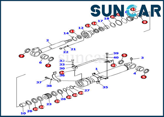 707-99-38450 کیت آب بندی سیلندر بوم Komatsu PC138US-8 کیت های جایگزین بیل مکانیکی
