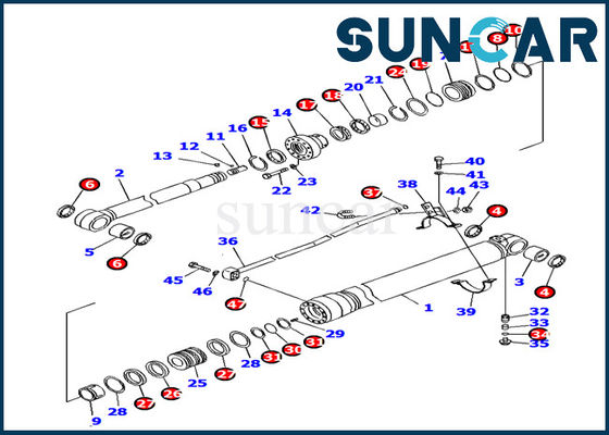 707-99-38780 کیت آب بندی سیلندر بازو Komatsu PC138US-8 کیت تعمیر مهر و موم بیل مکانیکی