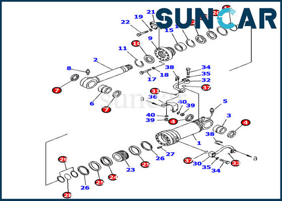 707-99-38790 کیت مهر و موم سیلندر بالابر تیغه Komatsu PC138US-8 قطعات داخلی بیل مکانیکی کیت تعمیر