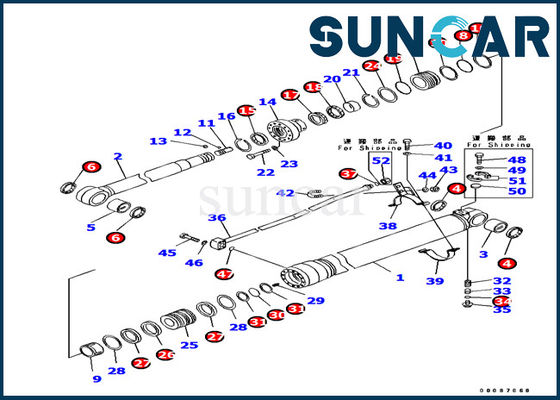707-99-38820 Komatsu PC138US-8 Excavator Inner Parts Arm Cylinder Seal Seal Machine Kit تعمیر ماشین آلات