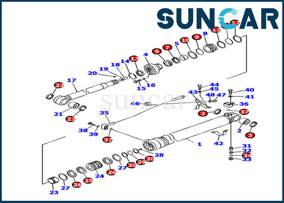 707-99-45080 کیت سرویس سیلندر بازوی روغن مقاوم در برابر کیت مهر و موم بیل مکانیکی Komatsu PC130F-7