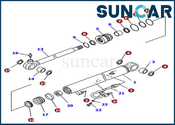 707-98-04700 کیت مهر و موم استوانه سطل Komatsu PC18MR-2 PC14R-3 Excavator Init Service Kit