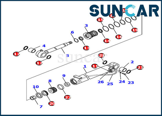 707-98-04710 کیت مهر و موم سیلندر بوم Komatsu PC14R-3 Excavator Inner Repair Service Kit
