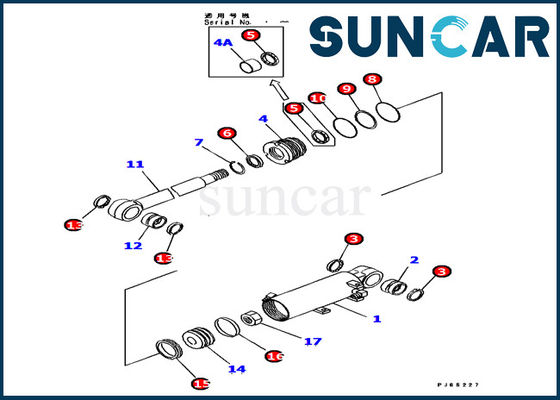 707-98-12650 کیت سرویس سیلندر تیغه کوماتسو مناسب PC15MR-1 کیت مهر و موم تعویض بیل مکانیکی