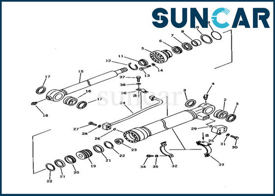 707-98-37110 کیت آب بندی سیلندر هیدرولیک Komatsu PC150-5 قطعات داخلی کیت سرویس سیلندر سطل