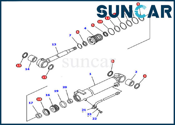 707-98-12330 کیت مهر و موم سیلندر بوم Komatsu Excavator PC15R-8 Model Inner Parts Service Service
