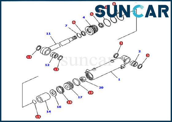 کیت سرویس تیغه تیغه 707-98-12660 کیت مهر و موم سیلندر هیدرولیک Komatsu Excavator PC15R-8