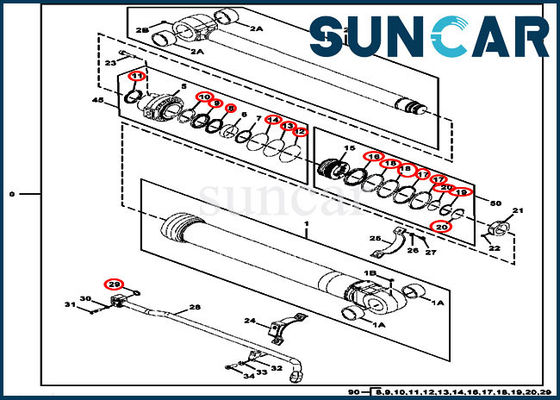 FYA00006595 کیت آب بندی سیلندر سطل 300GLC DEERE اجزای سیلندر قطعات EPC