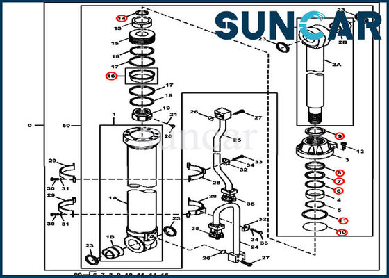 John Deere 4653041 Arm Seal Kit هیدرولیک سرویس کیت مناسب 470GLC مدلهای تجهیزات سازگار