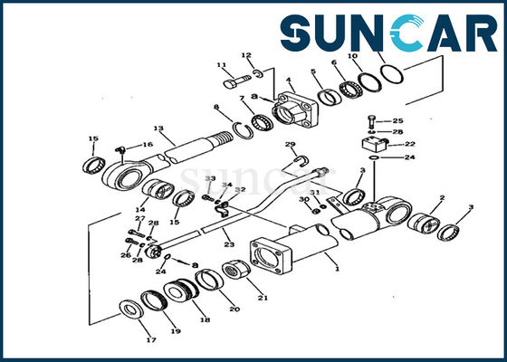 707-98-45100 کیت مهر و موم سیلندر بازو Komatsu Excavator PC150-1 کیت سرویس قطعات داخلی تعمیر