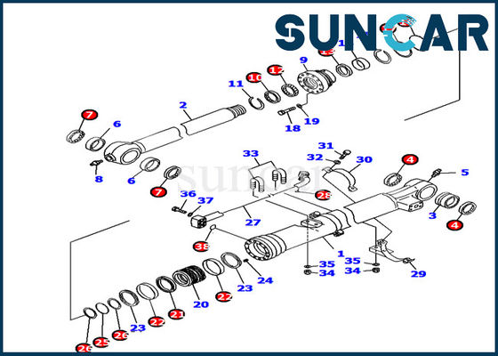 707-99-37150 کیت مهر و موم سیلندر سطل بیل مکانیکی مناسب کیت تعمیر ماشین آلات Komatsu PC160LC-7E0
