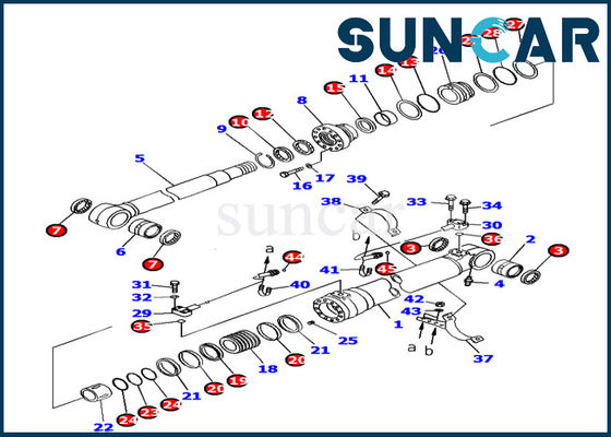 کیت مهر و موم سیلندر بوم 707-99-38720 مناسب قطعات تعمیر داخلی Komatsu Excavator PC160LC-7