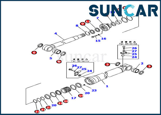 707-99-66310 Boom Adjust Cylinder Seal Seal برای کیت تعمیر لاستیک بیل مکانیکی Komatsu PC160LC-7K