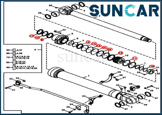 کیت مهر و موم تعمیر سیلندر FYA00012901 کیت آب بندی سطل برای خاکبردار 135G 130G John Deere