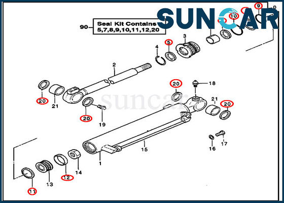 4355825 DEERE سرویس کیت تعمیر مهر و موم هیدرولیک مناسب قطعات تیغه سیلندر بیل مکانیکی