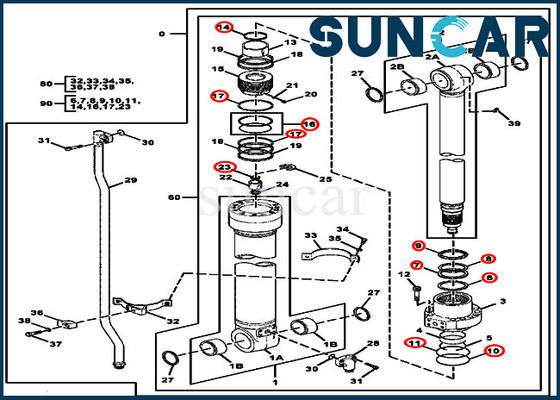 4654422 کیت تعمیر مهر و موم سیلندر بازو برای مدلهای 220DW ماشین آلات ساختمانی John Deere