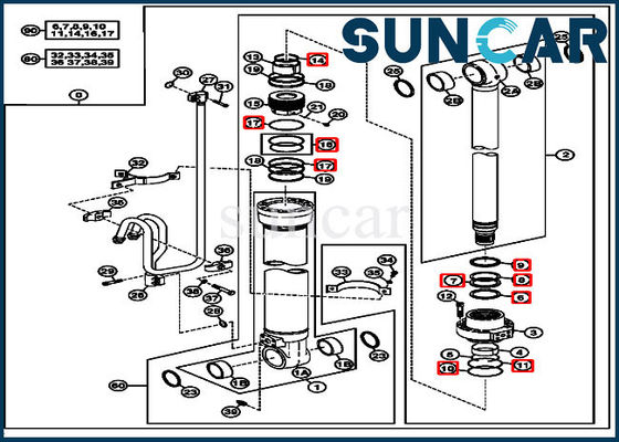 کیت سیلندر بوم 4662889 کیت آب بندی تعمیر هیدرولیک مناسب جان Deere 220DW
