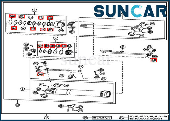 کیت تعمیر بیل مکانیکی 220DW 4669895 کیت مهر و موم موقعیت یاب جان Deere