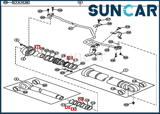 کیت مهر و موم تعمیر هیدرولیک 4485612 برای اجزای سیلندر John Deere 230CLC