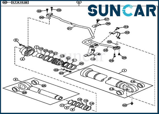 مهر و موم روغن بیل مکانیکی 9257531 کیت تعمیر مهر و موم سیلندر بوم مناسب 230CLC قطعات جان Deere