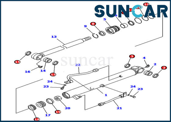 707-39-65190 سطل سیلندر کیت مهر و موم Komatsu Excavator PC10UU PC14R PC16R کیت تعمیر