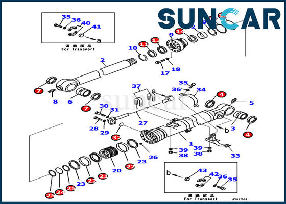 707-99-48710 کوماتسو ARM Cylinder Seal Kit Cylinder Inner Parts PC240LC-10 کیت تعمیر بیل مکانیکی