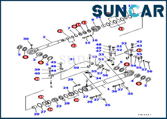 707-99-77070 کیت آب بندی سیلندر سطل Komatsu Excavator PC1800-6 قطعات داخلی تعمیر