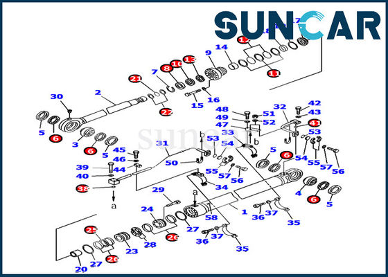 کیت مهر و موم سیلندر سطل Komatsu PC1800-6 707-99-77180 کیت سرویس بیل مکانیکی تعمیر داخلی