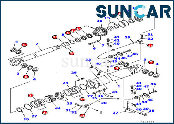 کوماتسو بیل مکانیکی 707-99-87710 بوم هیدرولیک سیلندر تعمیر کیت روغن مهر و موم کیت مناسب PC1800-6