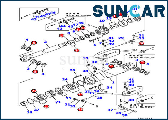 کیت آب بندی 707-99-87720 کیت مهر و موم تعمیر سیلندر بوم برای بیل مکانیکی کوماتسو PC1800-6