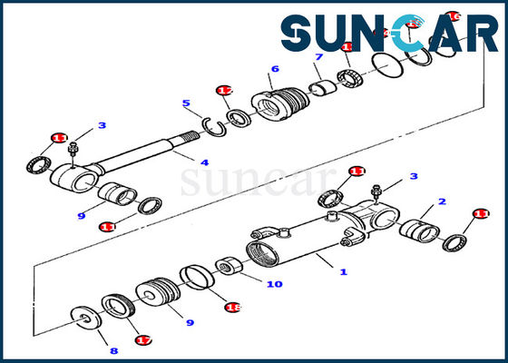 878000393 تیغه سیلندر مهر و موم PC20-7 کوماتسو بیل مکانیکی هیدرولیک سیلندر Assy قطعات داخلی
