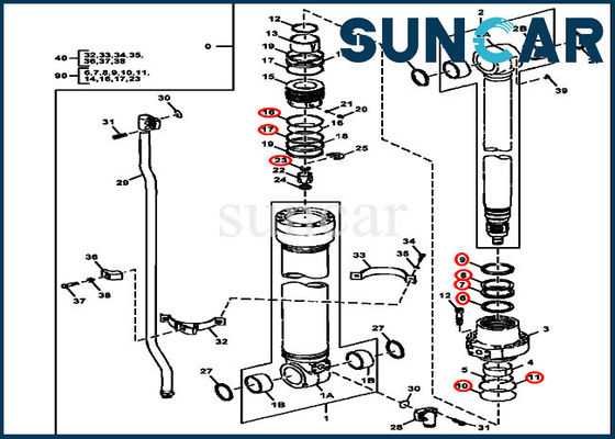 کیت آب بندی بازوی بیل مکانیکی FYA00001400 کیت 245GLC 230GW سیلندر Deere