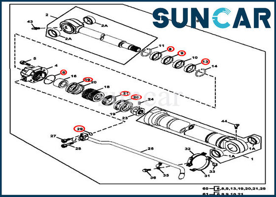 کیت سیلندر سطل JOHN DEERE AT264439 کیت مهر و موم هیدرولیک برای تجهیزات بیل 270CLC 270LC