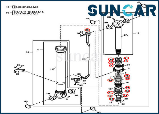 FYA00010735 کیت سرویس بیل مکانیکی John Deere هیدرولیک سطل سیلندر