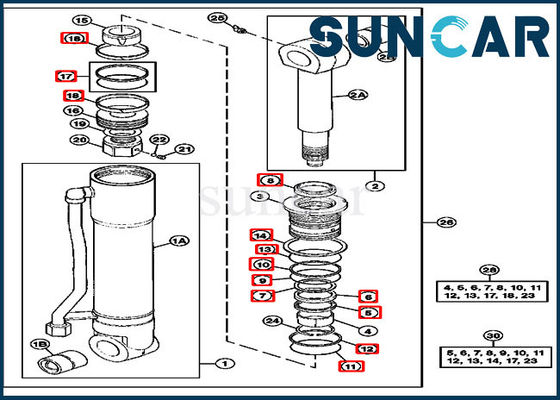 4369769 کیت آب بندی بازرگانی John Deere کیت مهر و موم تعمیر هیدرولیک برای قطعات ماشین آلات ساختمانی 290D