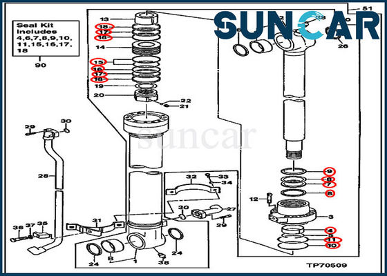 کیت سیلندر سطل هیدرولیک AH155040 کیت مهر و موم Deere 160LC 350GLC 350DLC بیل مکانیکی
