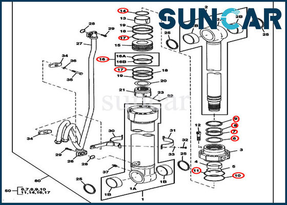 370C JOHN DEERE 4686321 کیت تعمیر مهر و موم سیلندر بوم کیت تعویض CYL