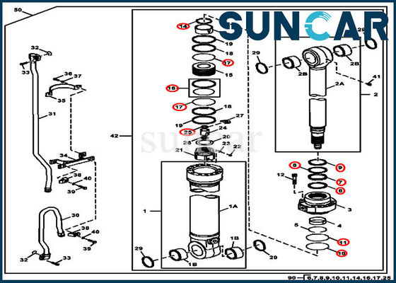 Arm Cylinder 4S00930 Deere Replacement Seal Kit Fits 350DLC 350GLC JOHN DEERE تجهیزات سنگین