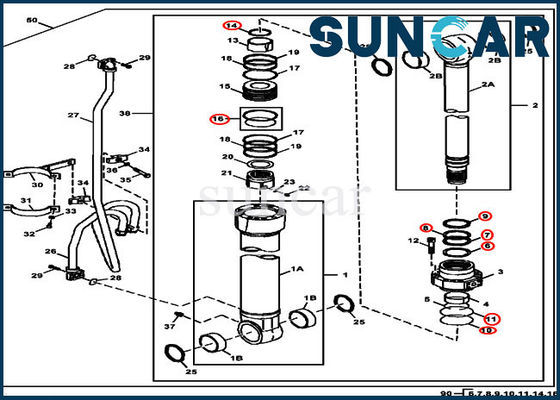 4S00783 JOHN DEERE Boom Repair Sealing Seal Components Components 380GLC 350GLC بیل مکانیکی