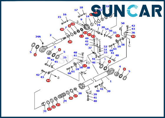 707-99-77210 سطل سیلندر کیت مهر و موم Komatsu Excavator PC1600-1 کیت تعمیر هیدرولیک سرویس داخلی